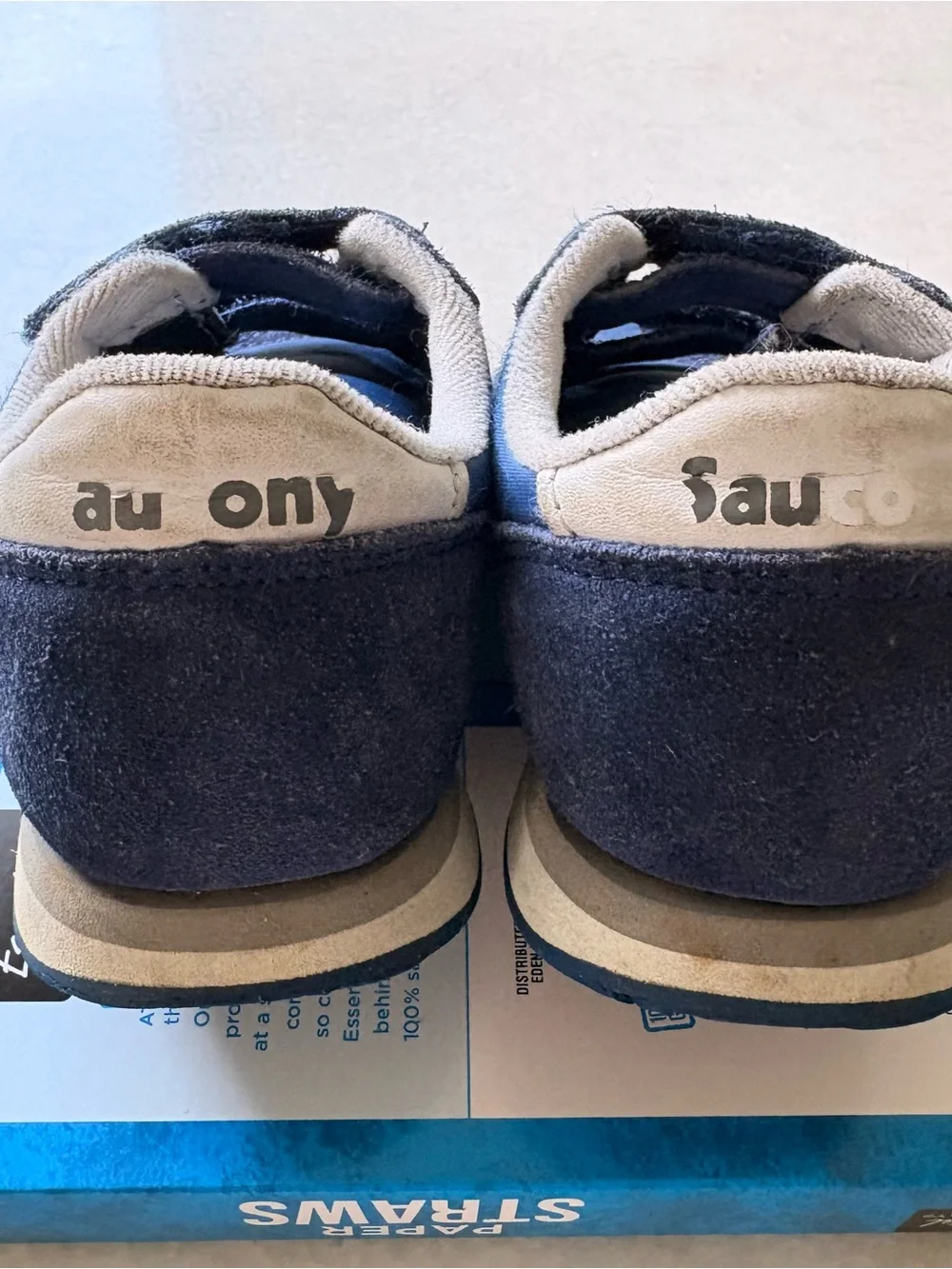 Saucony Navy and White Kids Velcro Sneakers